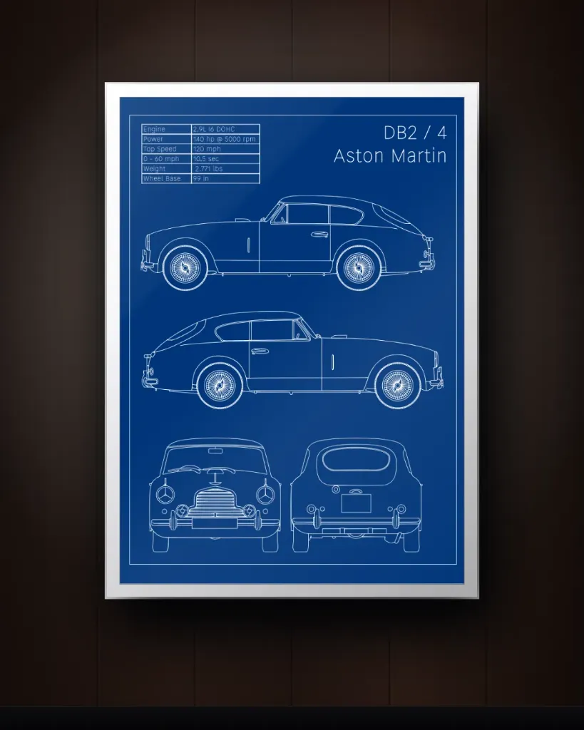 Aston Martin Blueprint Wall Art – Technical Drawing Print