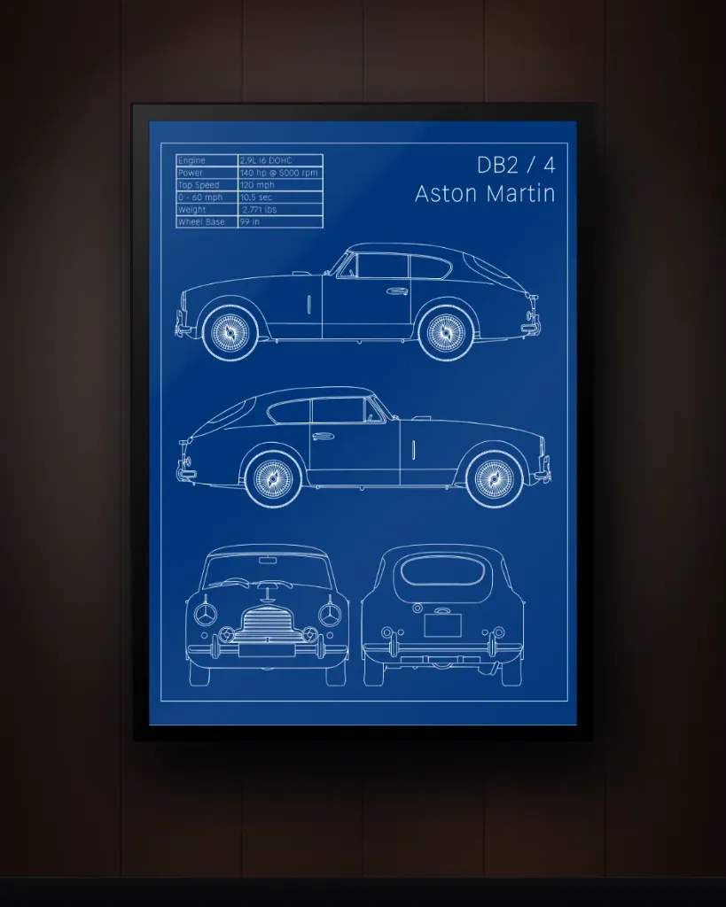 Aston Martin Blueprint Wall Art – Technical Drawing Print