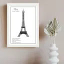 Modern Architecture Blueprint Wall Art - Eiffel Tower -Building Technical Drawing Print