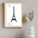 Modern Architecture Blueprint Wall Art - Eiffel Tower -Building Technical Drawing Print